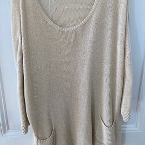 Cynthia Rowley Pale Yellow Linen/Cotton Sweater XL